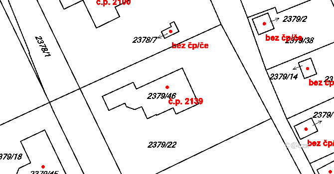 Bolevec 2139, Plzeň na parcele st. 2379/46 v KÚ Bolevec, Katastrální mapa
