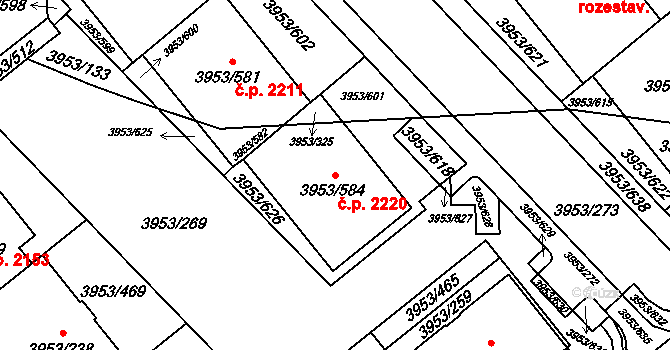 Řečkovice 2220, Brno na parcele st. 3953/584 v KÚ Řečkovice, Katastrální mapa
