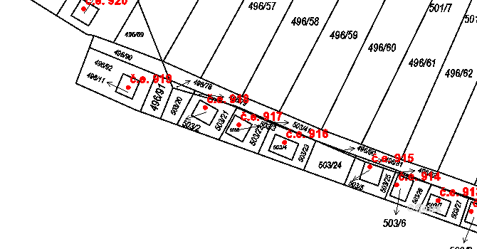 Mikulovice 917, Klášterec nad Ohří na parcele st. 503/3 v KÚ Mikulovice u Vernéřova, Katastrální mapa