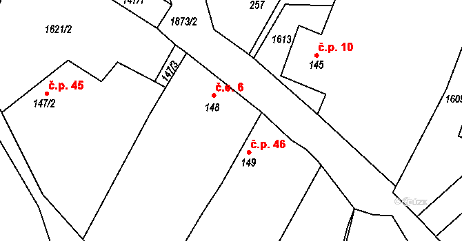 Heřmanov 17, Kolešovice na parcele st. 148 v KÚ Kolešovice, Katastrální mapa