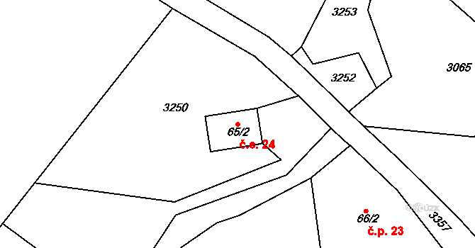 Šediviny 24, Kounov na parcele st. 65/2 v KÚ Šediviny, Katastrální mapa