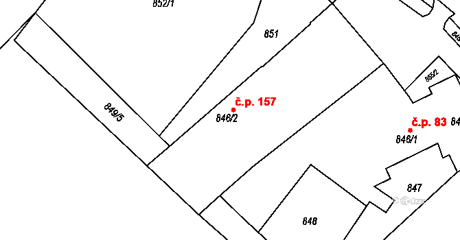 Svatobořice 157, Svatobořice-Mistřín na parcele st. 846/2 v KÚ Svatobořice, Katastrální mapa