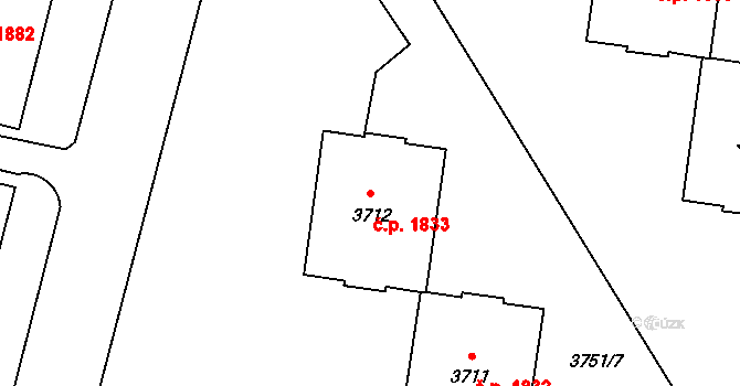 Poruba 1833, Ostrava na parcele st. 3712 v KÚ Poruba-sever, Katastrální mapa