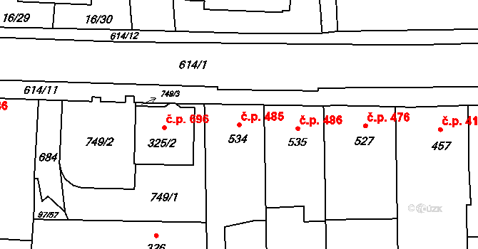 Michálkovice 485, Ostrava na parcele st. 534 v KÚ Michálkovice, Katastrální mapa
