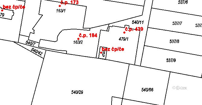 Ostrava 38200406 na parcele st. 479/2 v KÚ Michálkovice, Katastrální mapa