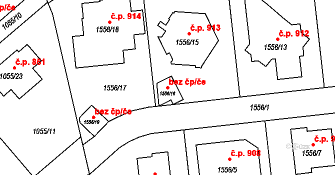 Praha 40473406 na parcele st. 1556/16 v KÚ Šeberov, Katastrální mapa