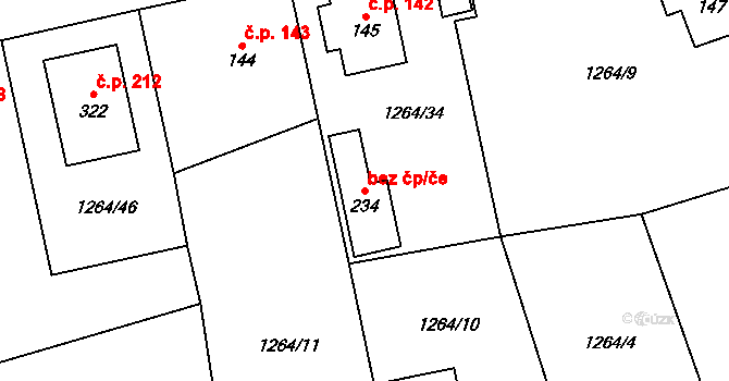 Čestice 40693406 na parcele st. 234 v KÚ Čestice, Katastrální mapa