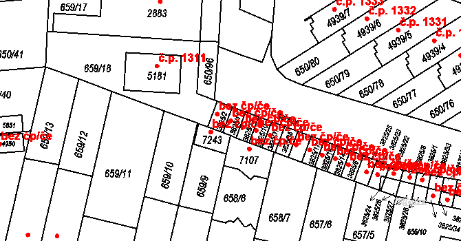 Kolín 42498406 na parcele st. 3825/11 v KÚ Kolín, Katastrální mapa
