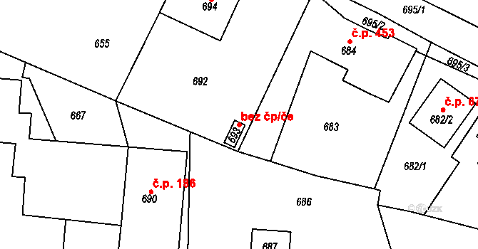 Dobrovice 45287406 na parcele st. 693 v KÚ Dobrovice, Katastrální mapa