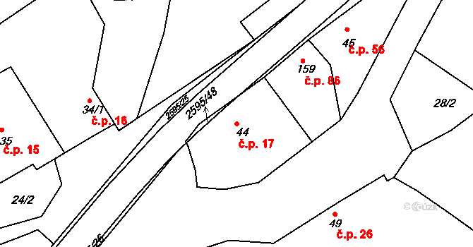 Rudice 17 na parcele st. 44 v KÚ Rudice, Katastrální mapa