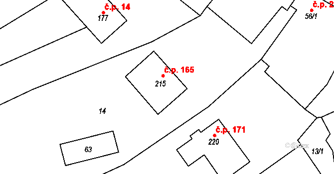 Sušice 165 na parcele st. 215 v KÚ Sušice u Uherského Hradiště, Katastrální mapa