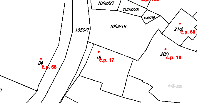 Nučice 17 na parcele st. 19 v KÚ Nučice u Rudné, Katastrální mapa