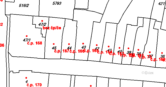 Město 165, Domažlice na parcele st. 43 v KÚ Domažlice, Katastrální mapa