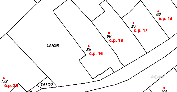 Čepinec 16, Žinkovy na parcele st. 85 v KÚ Žinkovy, Katastrální mapa
