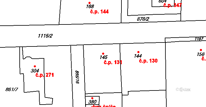 Velká Ves 131, Broumov na parcele st. 145 v KÚ Velká Ves u Broumova, Katastrální mapa