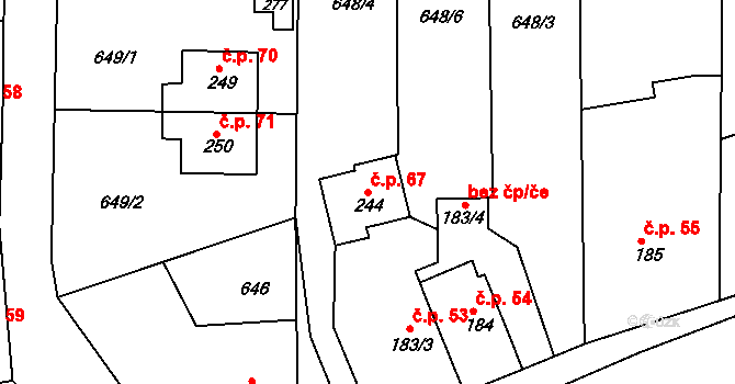 Zájezd 67, Česká Skalice na parcele st. 244 v KÚ Zájezd u České Skalice, Katastrální mapa