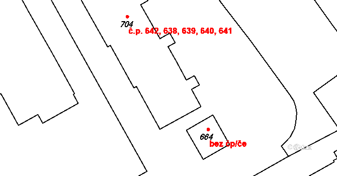 Studánka 638,639,640,641,642, Pardubice na parcele st. 704 v KÚ Studánka, Katastrální mapa