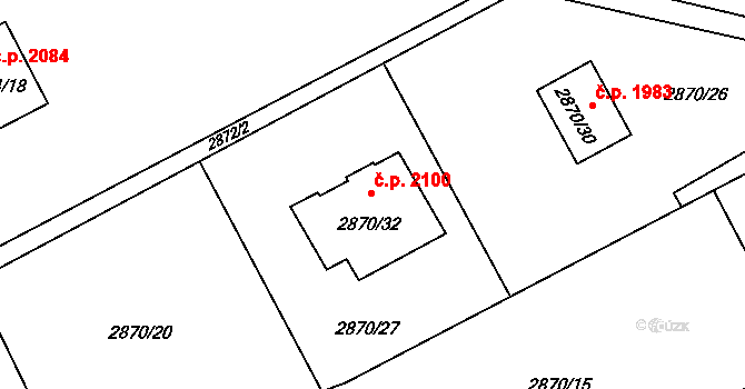 Hranice 2100, Karviná na parcele st. 2870/32 v KÚ Karviná-město, Katastrální mapa
