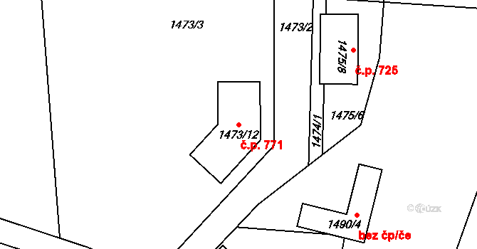 Volyně 771 na parcele st. 1473/12 v KÚ Volyně, Katastrální mapa