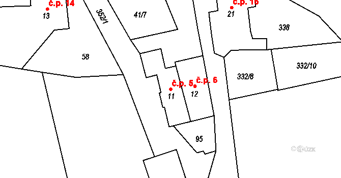 Hodonín 5, Zdíkov na parcele st. 11 v KÚ Hodonín u Zdíkovce, Katastrální mapa
