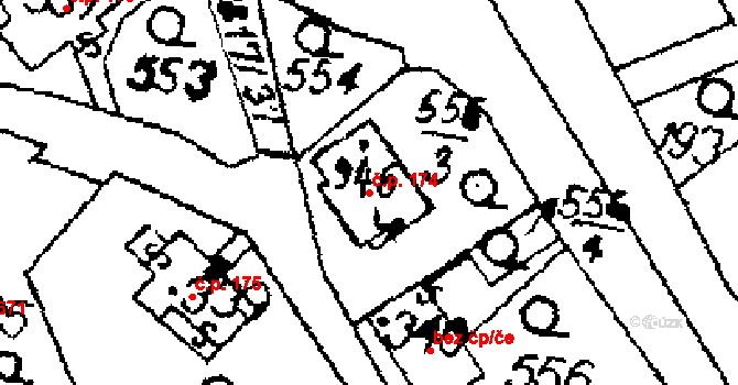 Libina 174 na parcele st. 6757 v KÚ Horní Libina, Katastrální mapa