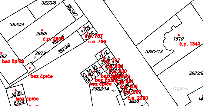 Žatec 797 na parcele st. 3112 v KÚ Žatec, Katastrální mapa