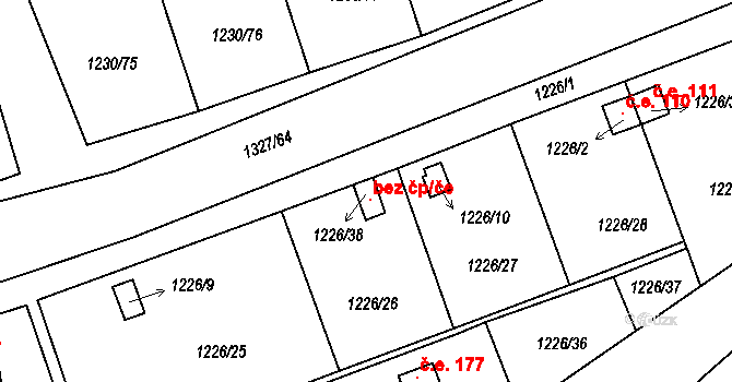 Vejprnice 106300407 na parcele st. 1226/38 v KÚ Vejprnice, Katastrální mapa
