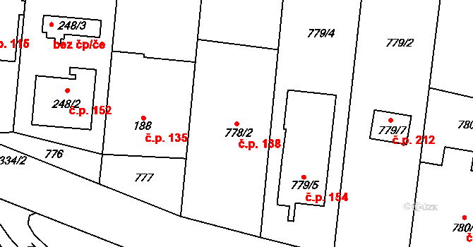 Citonice 138 na parcele st. 778/2 v KÚ Citonice, Katastrální mapa