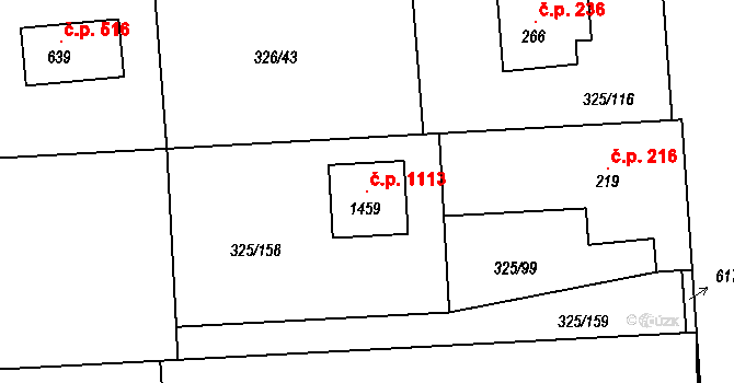 Nehvizdy 1113 na parcele st. 1459 v KÚ Nehvizdy, Katastrální mapa