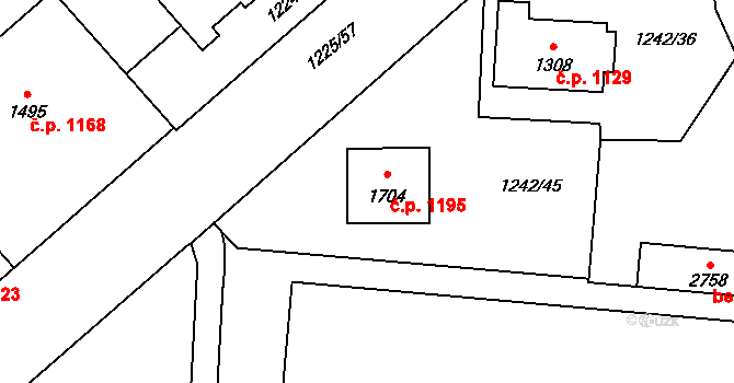 Lipník nad Bečvou I-Město 1195, Lipník nad Bečvou na parcele st. 1704 v KÚ Lipník nad Bečvou, Katastrální mapa