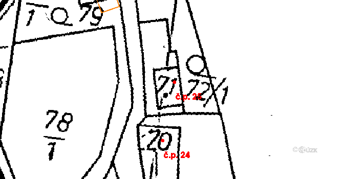 Opatovice I 25 na parcele st. 71 v KÚ Opatovice I, Katastrální mapa