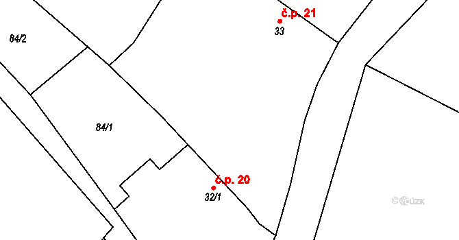 Hodkov 21, Zbraslavice na parcele st. 33 v KÚ Hodkov, Katastrální mapa