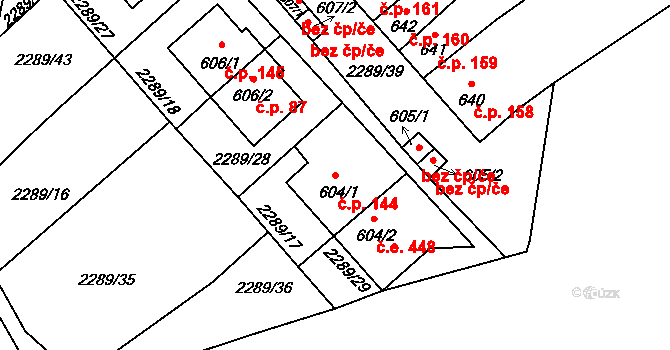 Antonínov 144, Josefův Důl na parcele st. 604/1 v KÚ Antonínov, Katastrální mapa