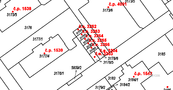 Jihlava 3265 na parcele st. 3178/3 v KÚ Jihlava, Katastrální mapa