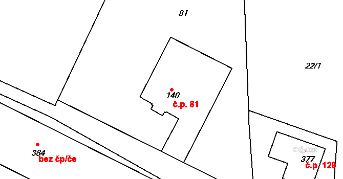 Sedlčánky 81, Čelákovice na parcele st. 140 v KÚ Sedlčánky, Katastrální mapa