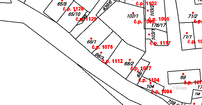 Břve 1112, Hostivice na parcele st. 66/3 v KÚ Litovice, Katastrální mapa