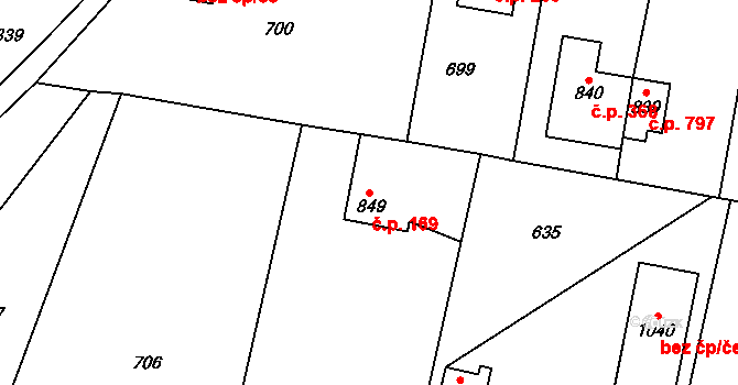 Černíky 169, Zvole na parcele st. 849 v KÚ Zvole u Prahy, Katastrální mapa