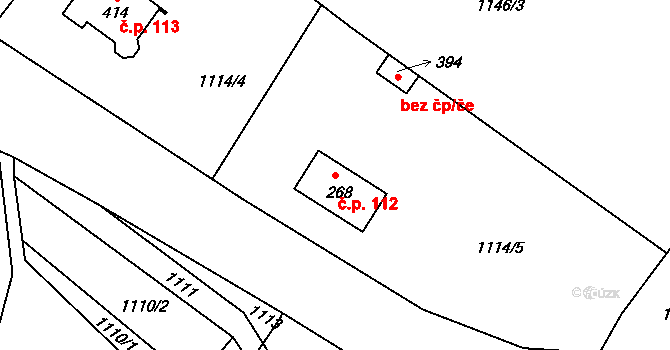 Pihel 112, Nový Bor na parcele st. 268 v KÚ Pihel, Katastrální mapa