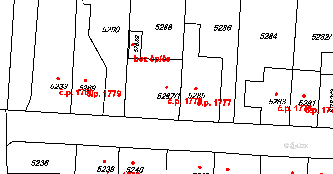 Pod Bezručovým vrchem 1778, Krnov na parcele st. 5287/1 v KÚ Krnov-Horní Předměstí, Katastrální mapa