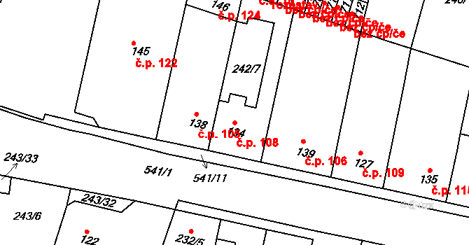 Hostomice 108 na parcele st. 134 v KÚ Hostomice nad Bílinou, Katastrální mapa