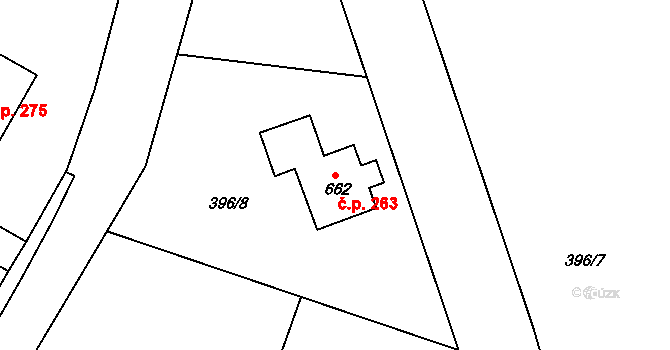 Ohrazenice 263 na parcele st. 662 v KÚ Ohrazenice u Turnova, Katastrální mapa