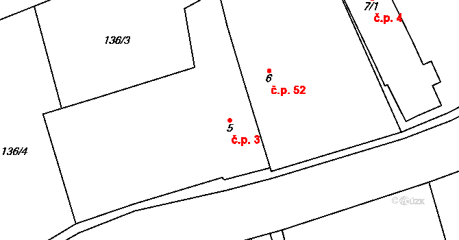 Lubno 3, Nechanice na parcele st. 5 v KÚ Lubno u Nechanic, Katastrální mapa