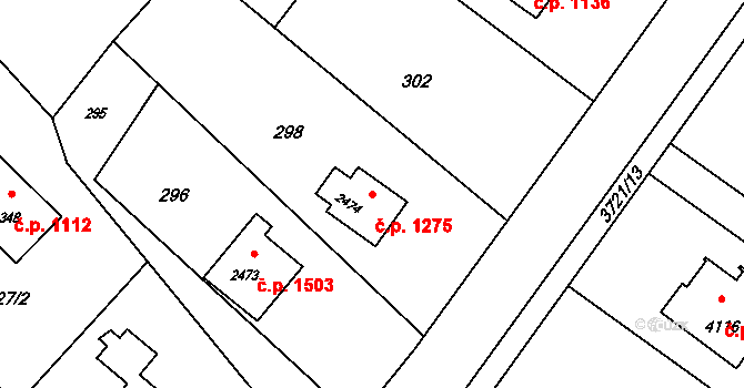 Rožnov pod Radhoštěm 1275 na parcele st. 2474 v KÚ Rožnov pod Radhoštěm, Katastrální mapa