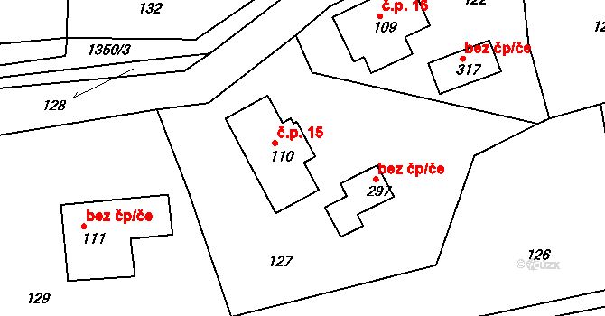 Česká Rybná 15 na parcele st. 110 v KÚ Česká Rybná u Žamberka, Katastrální mapa