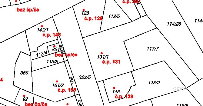 Litol 131, Lysá nad Labem na parcele st. 131/1 v KÚ Litol, Katastrální mapa