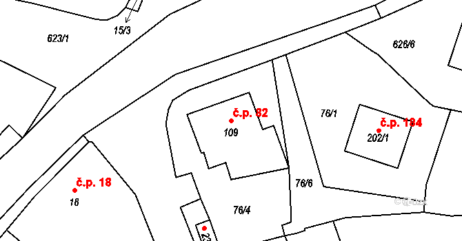 Cerekvice nad Loučnou 82 na parcele st. 109 v KÚ Cerekvice nad Loučnou, Katastrální mapa
