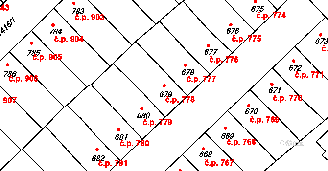 Předměstí 778, Svitavy na parcele st. 679 v KÚ Svitavy-předměstí, Katastrální mapa