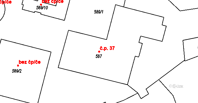 Klokoty 37, Tábor na parcele st. 587 v KÚ Klokoty, Katastrální mapa