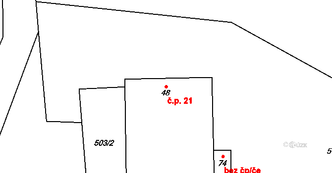 Čejkov 21, Nový Rychnov na parcele st. 48 v KÚ Čejkov, Katastrální mapa