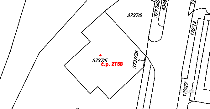Teplice 2758 na parcele st. 3737/5 v KÚ Teplice, Katastrální mapa